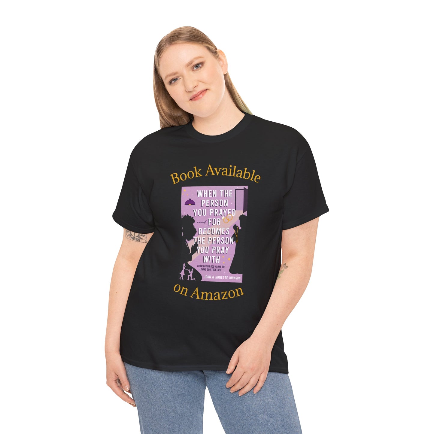 Romance novel walking billboard t-shirt