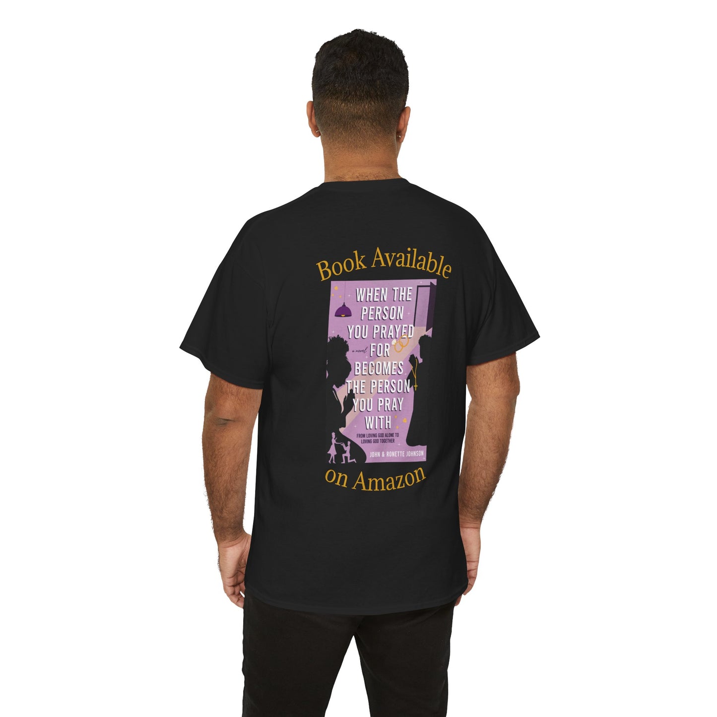 Romance novel walking billboard t-shirt