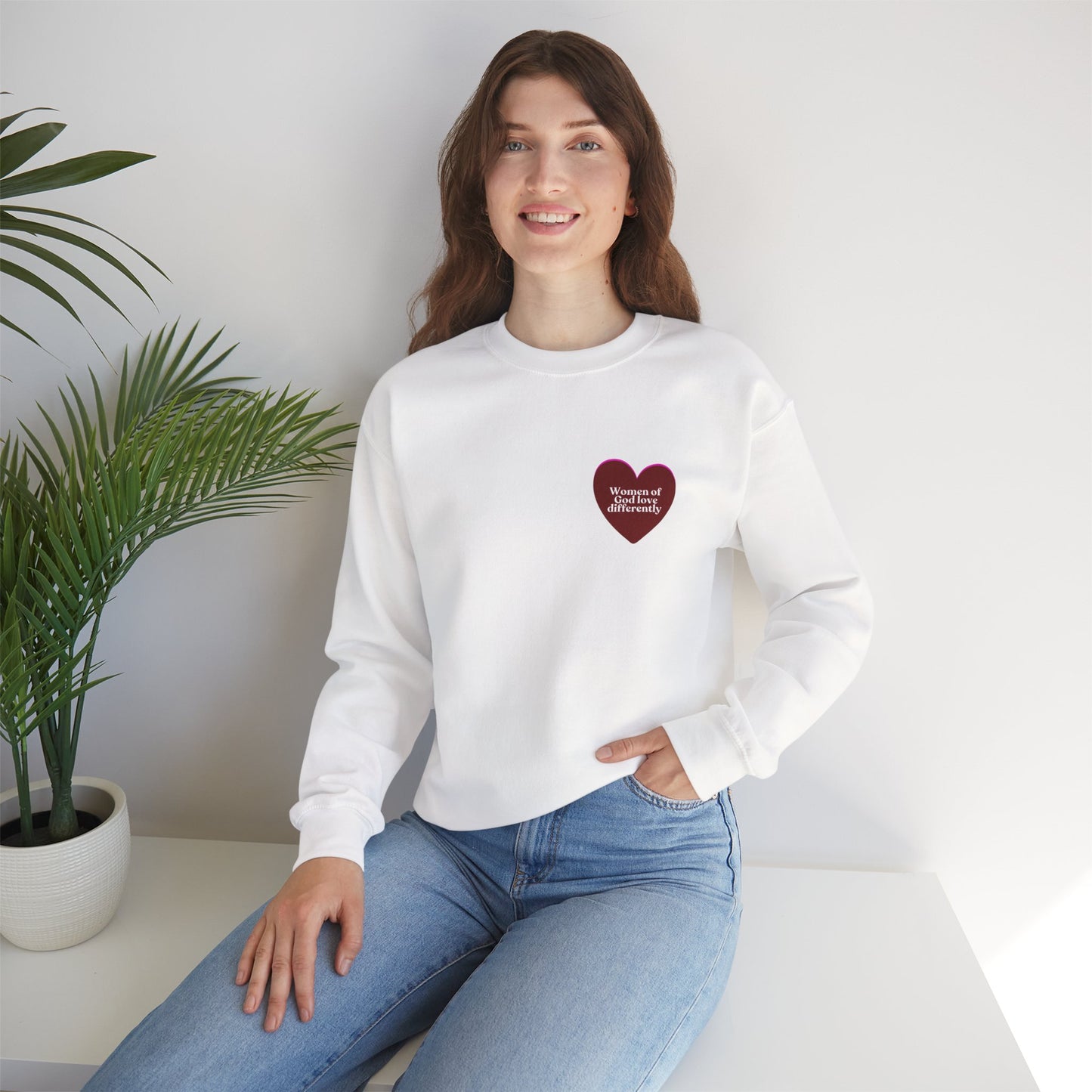 Women of God Love Differently heart sweatshirt
