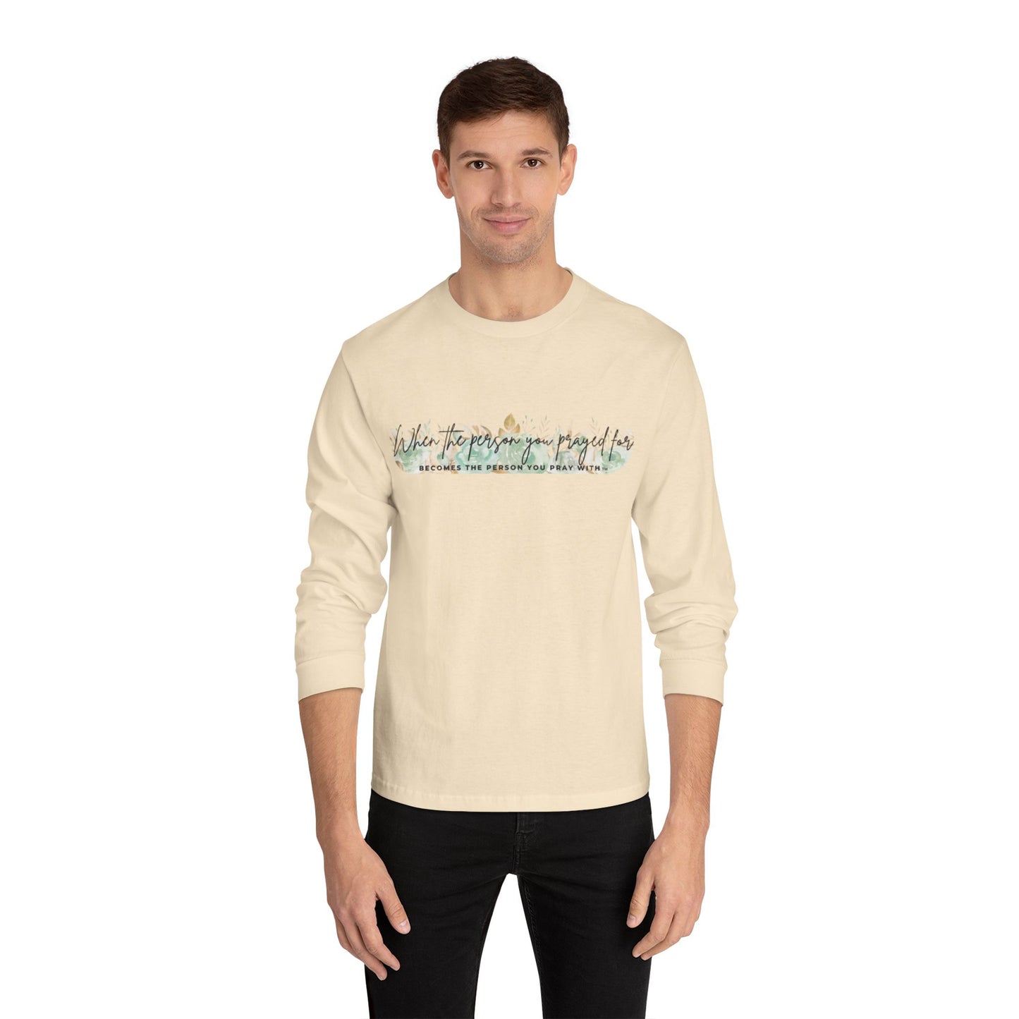 Green Floral Pray Long Sleeve T-Shirt