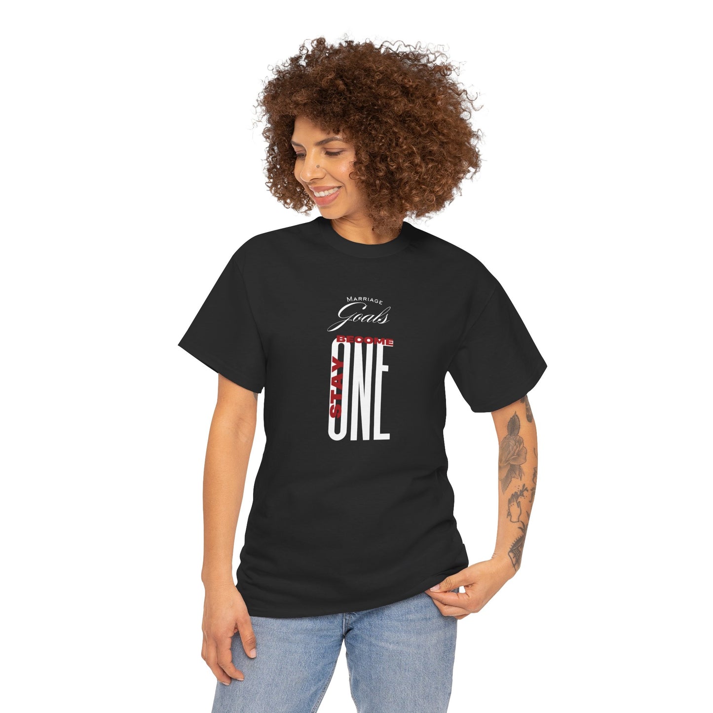 "Marriage Goals - Become One, Stay One" Heavy Cotton Tee