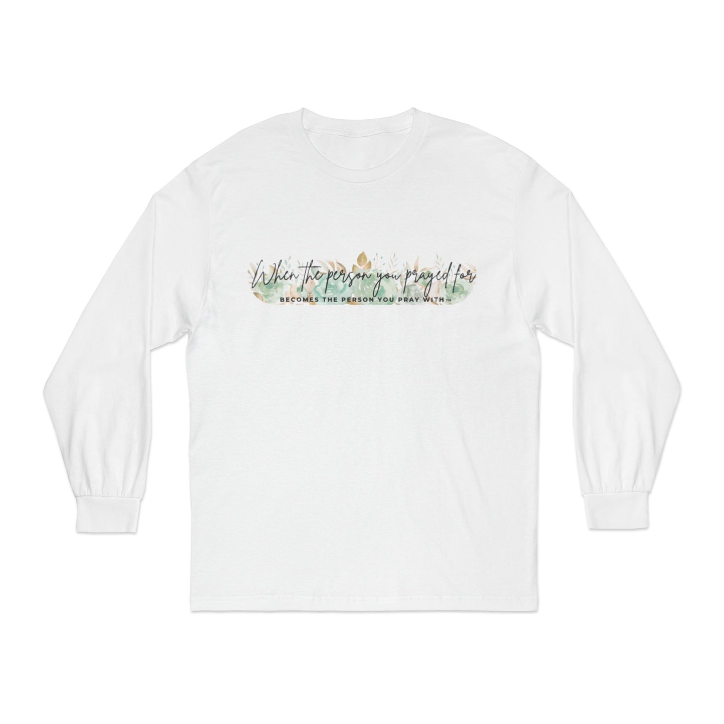 Green Floral Pray Long Sleeve T-Shirt