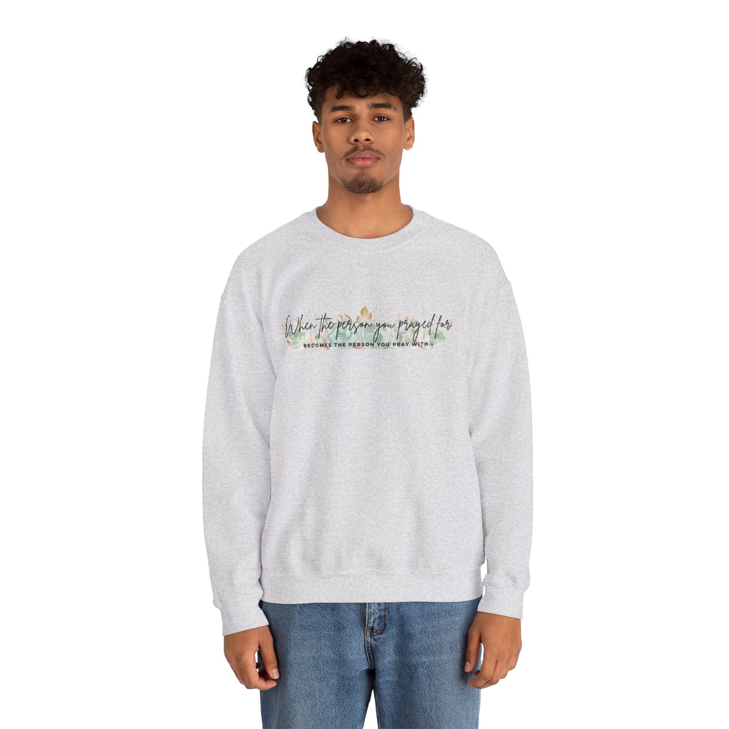 Green Floral Pray Crewneck Sweatshirt