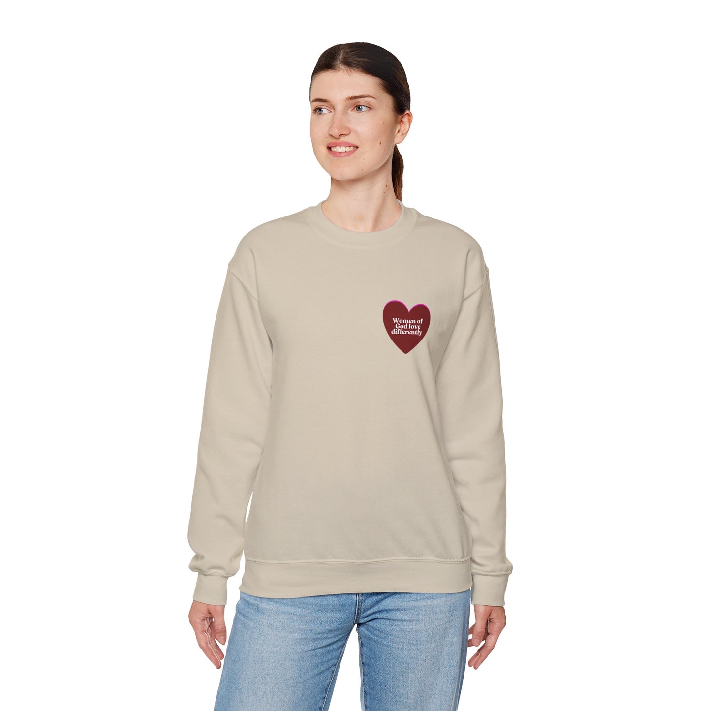 Women of God Love Differently heart sweatshirt