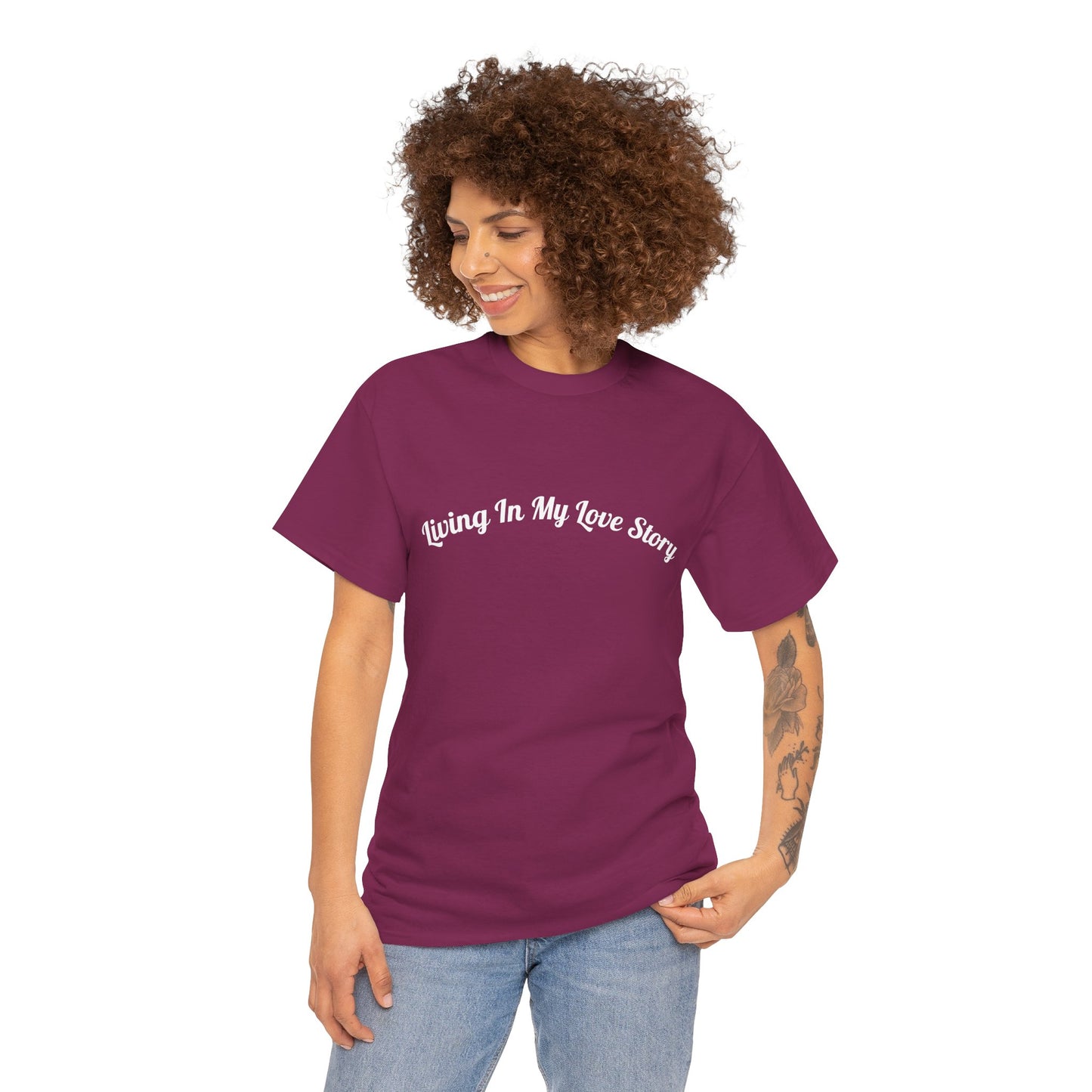 "Living In My Love Story" simple design tee