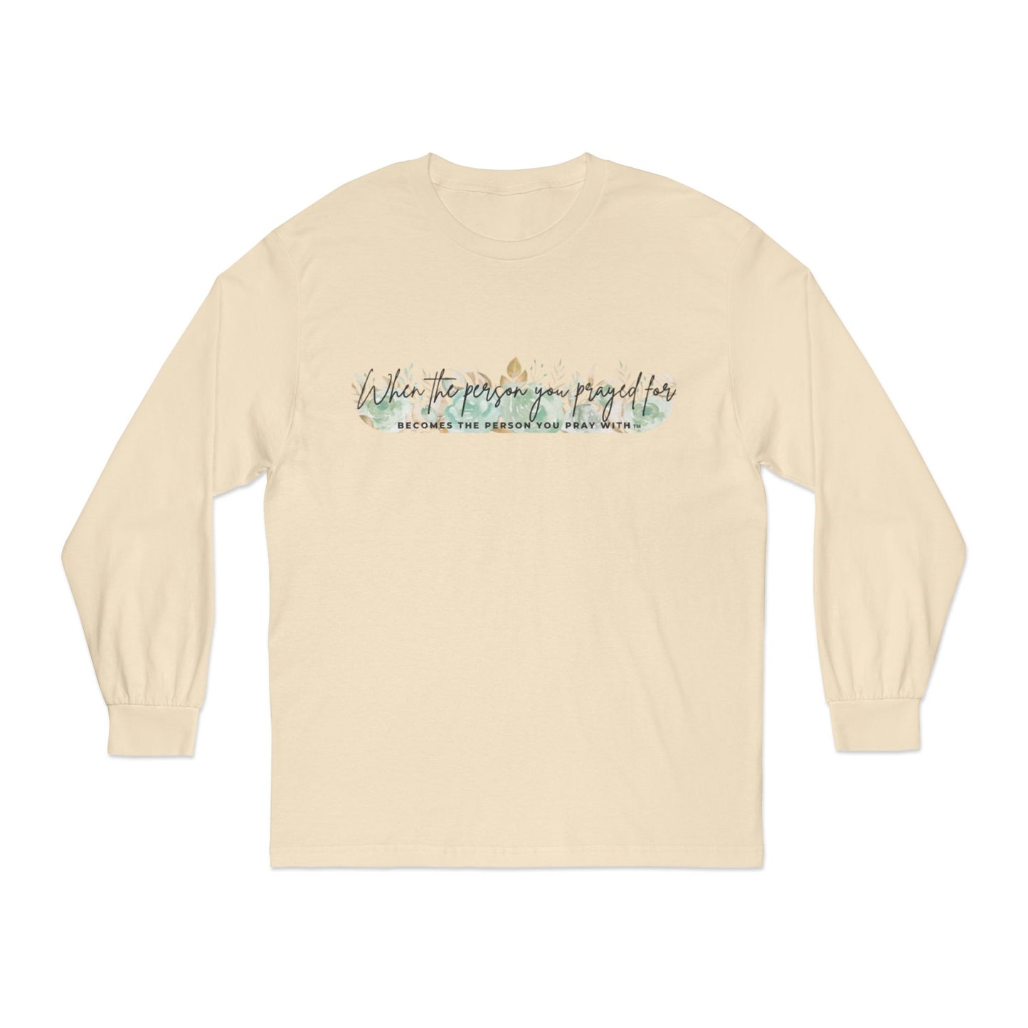 Green Floral Pray Long Sleeve T-Shirt