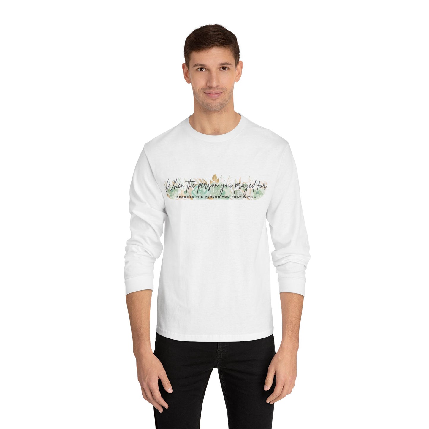 Green Floral Pray Long Sleeve T-Shirt