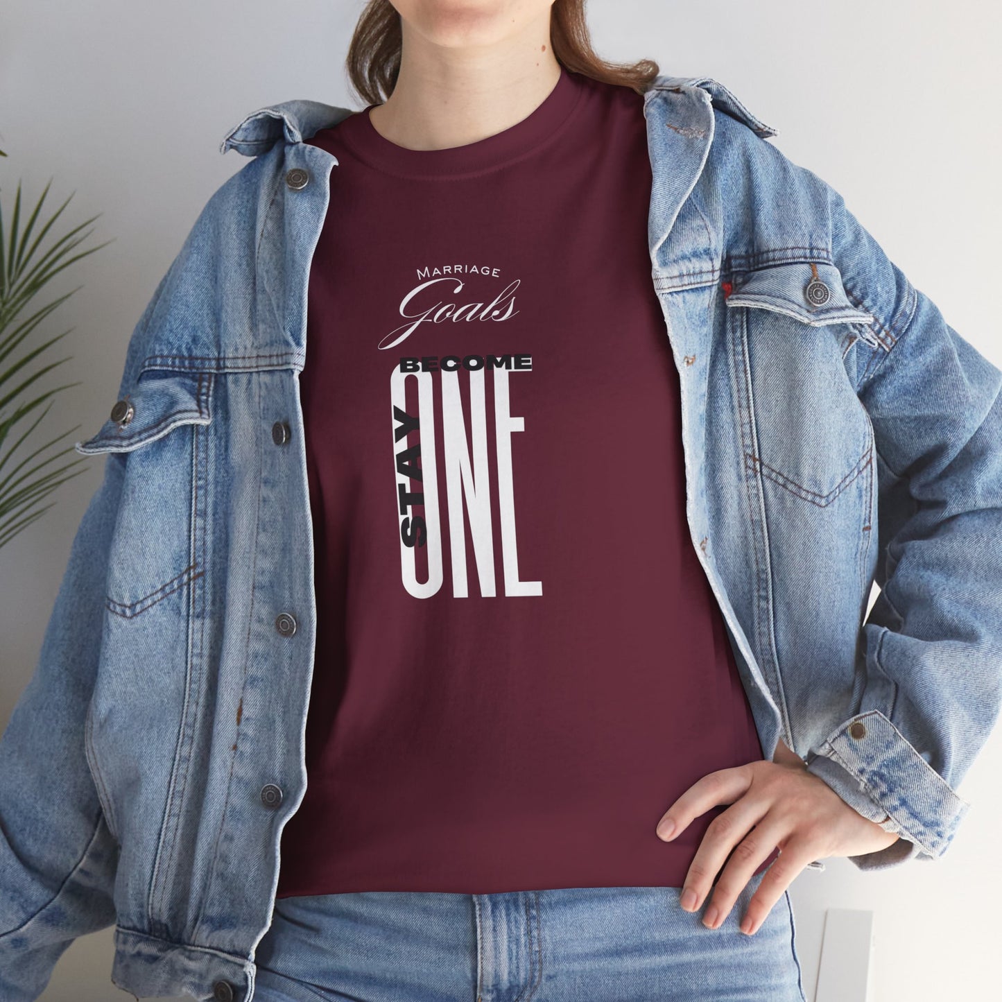 "Marriage Goals - Become One, Stay One" Heavy Cotton Tee