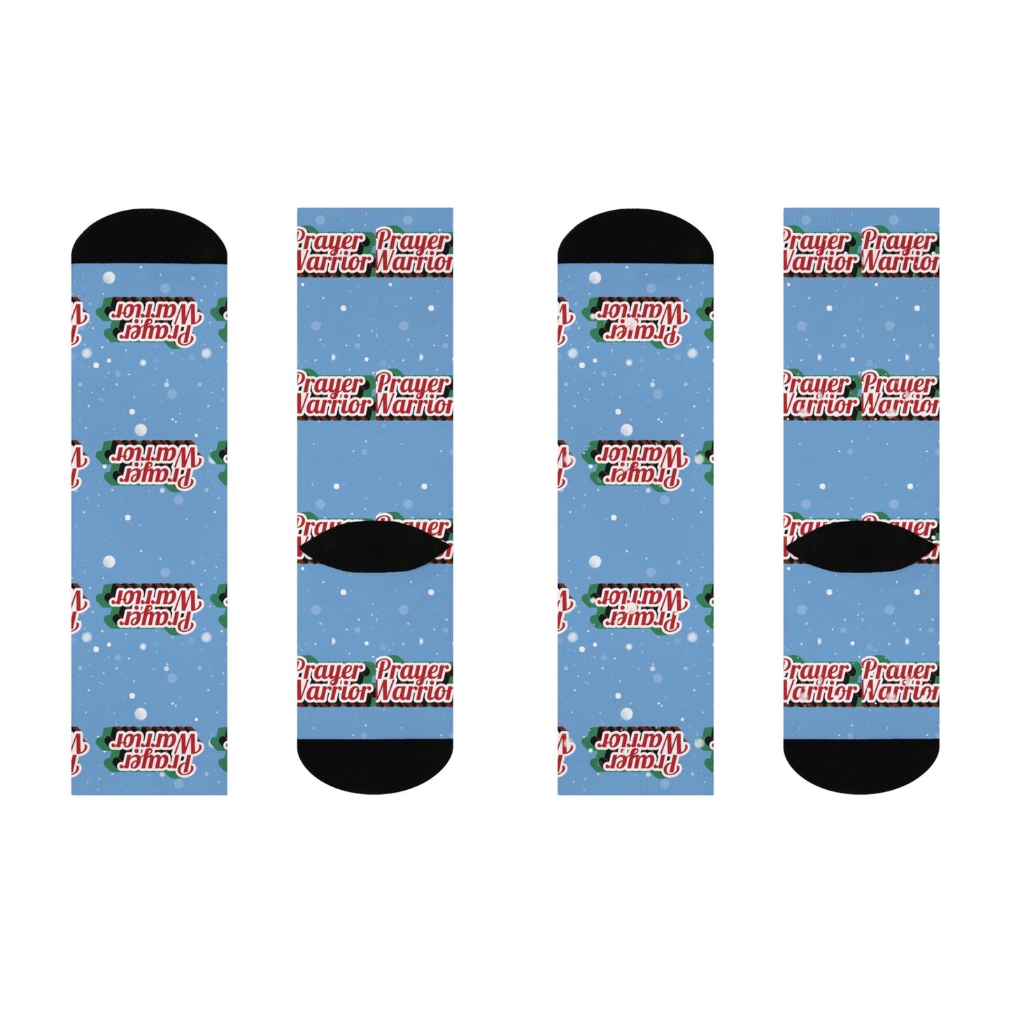 Prayer Warrior Christmas Snow - Light Blue Crew Socks