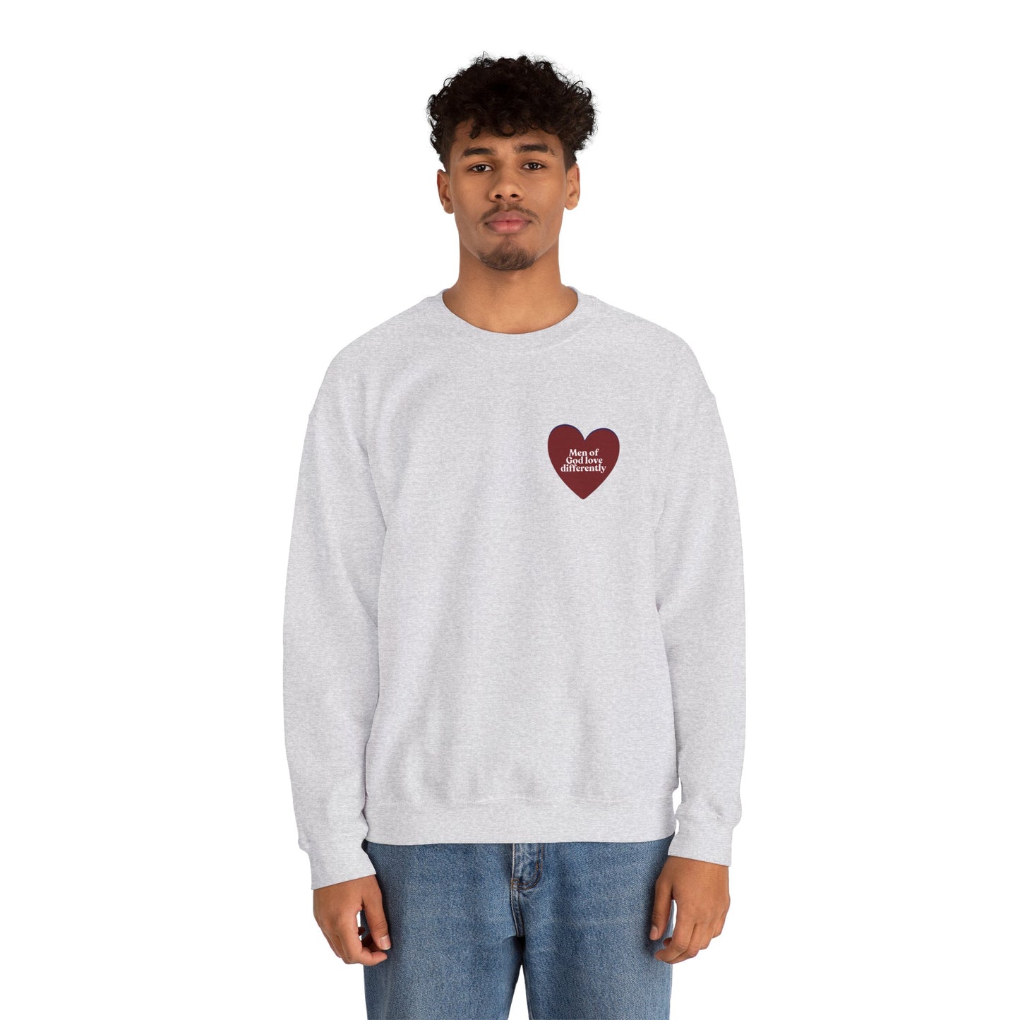 Men of God Love Differently heart sweatshirt