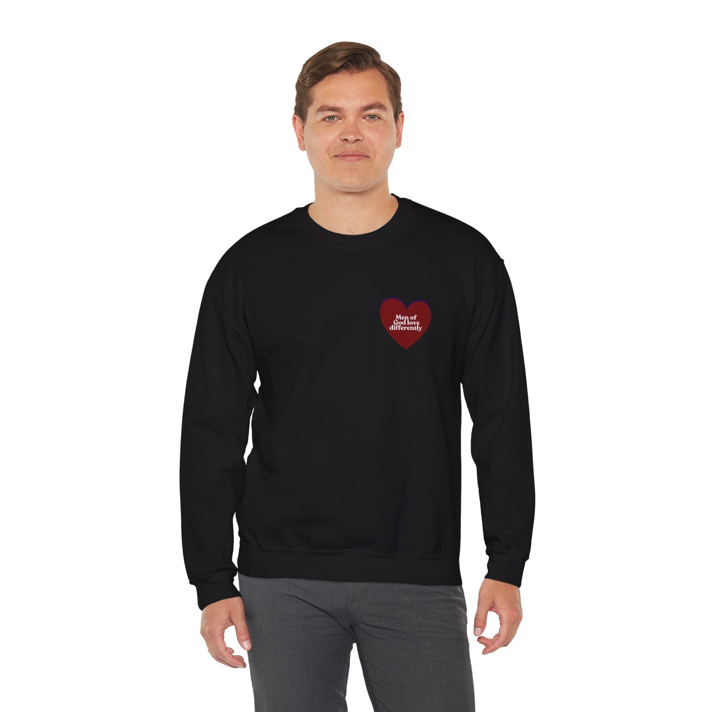 Men of God Love Differently heart sweatshirt