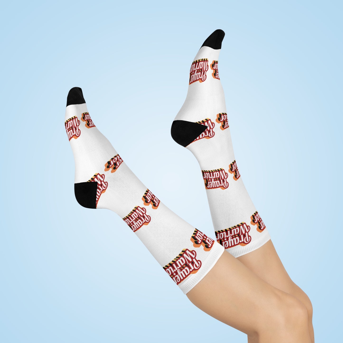 Prayer Warrior Christmas - White Crew Socks
