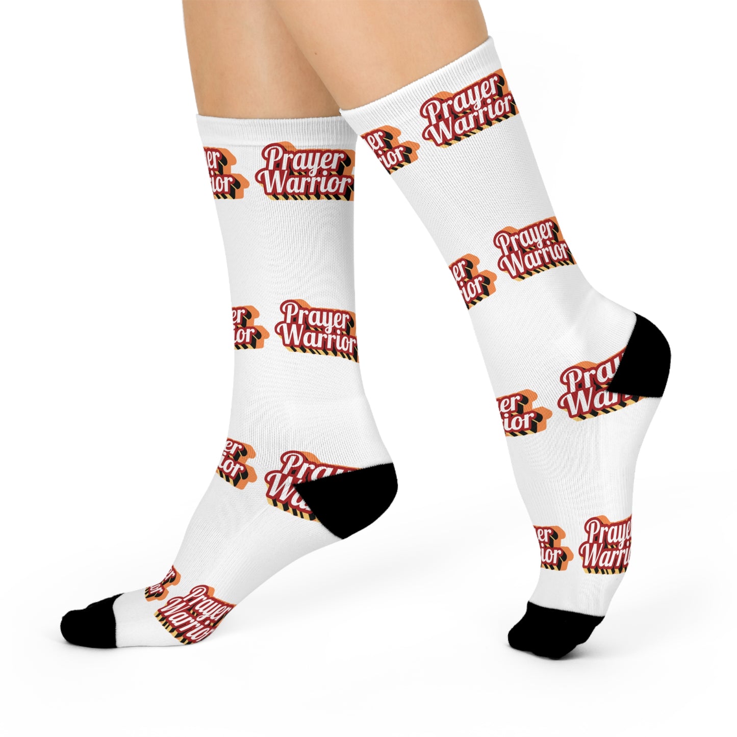Prayer Warrior Christmas - White Crew Socks