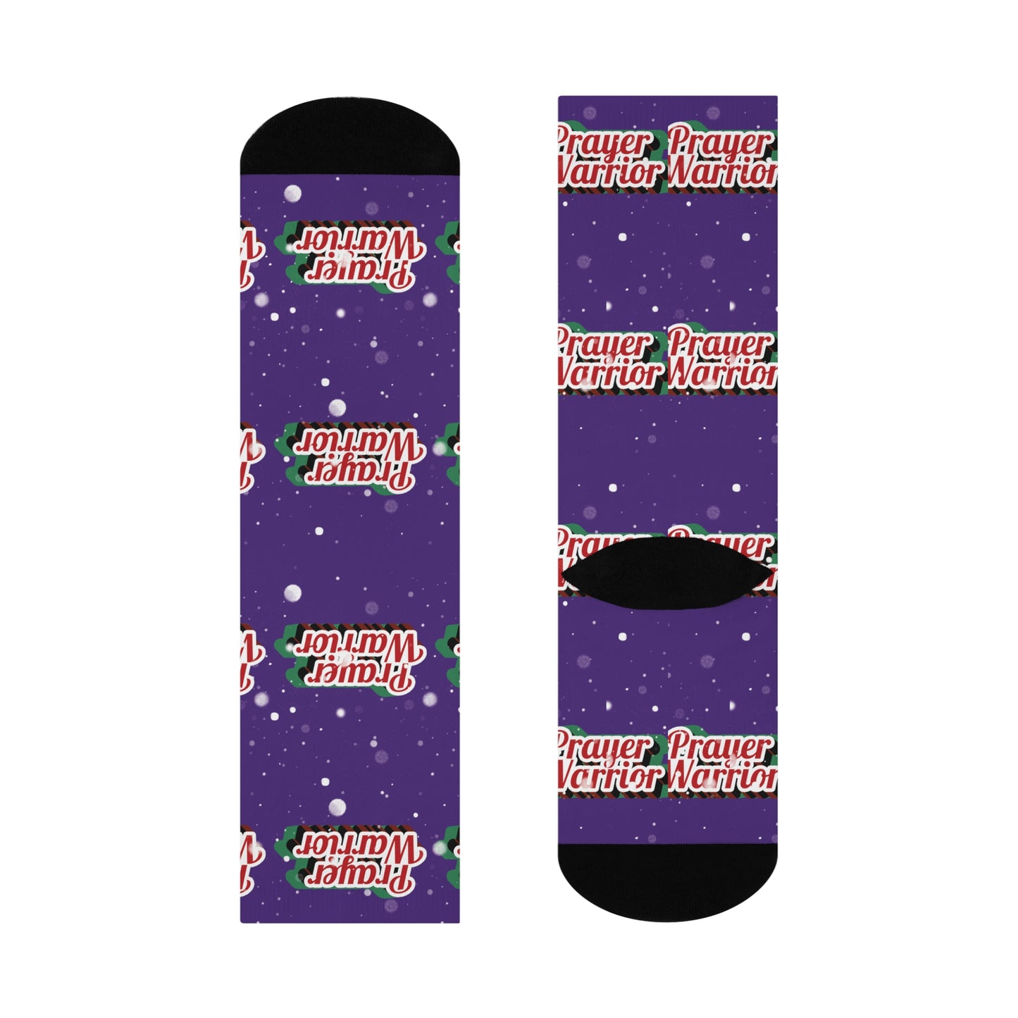Prayer Warrior Christmas Snow - Purple Crew Socks