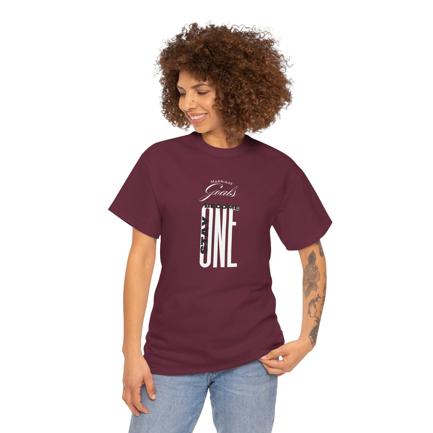 "Marriage Goals - Become One, Stay One" Heavy Cotton Tee