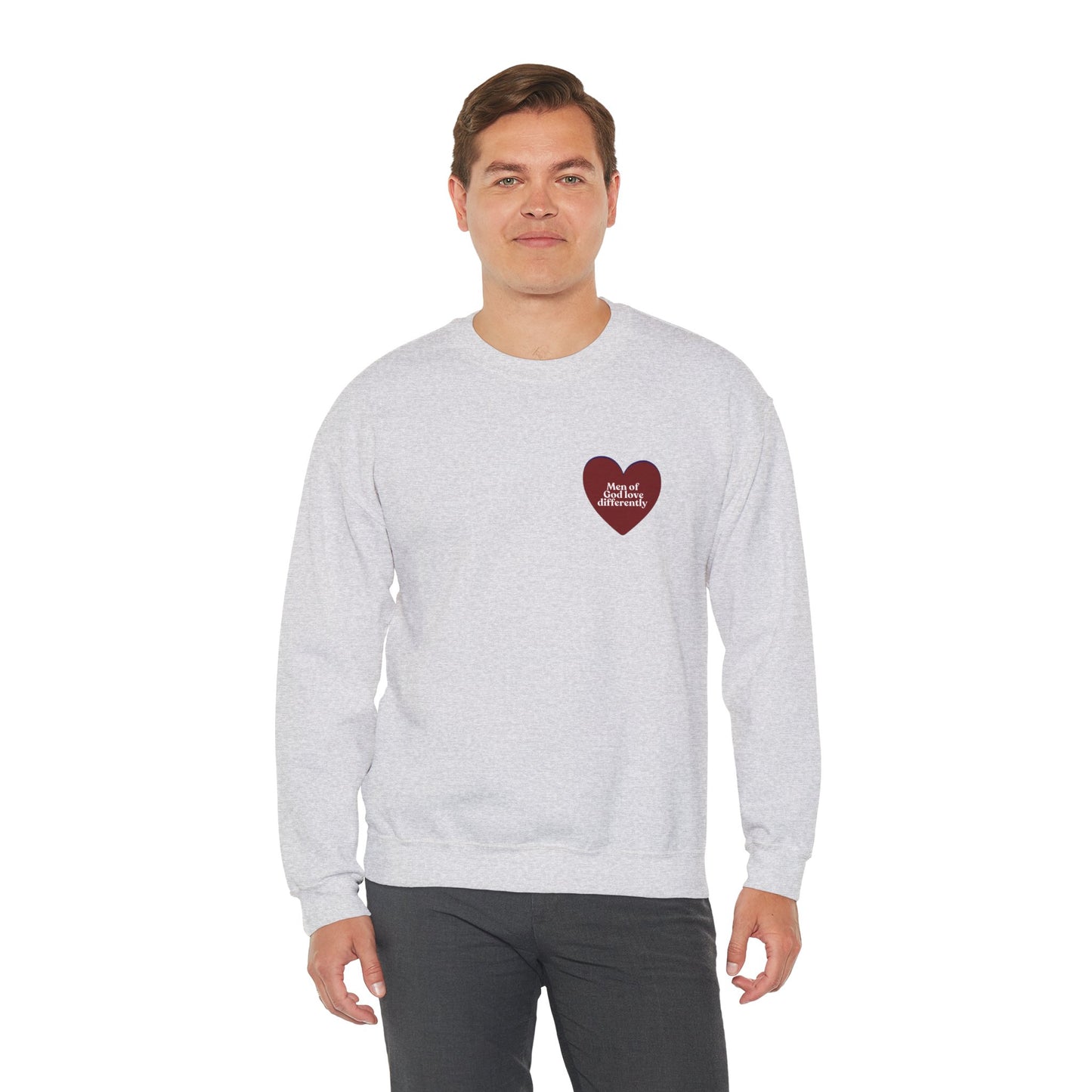Men of God Love Differently heart sweatshirt