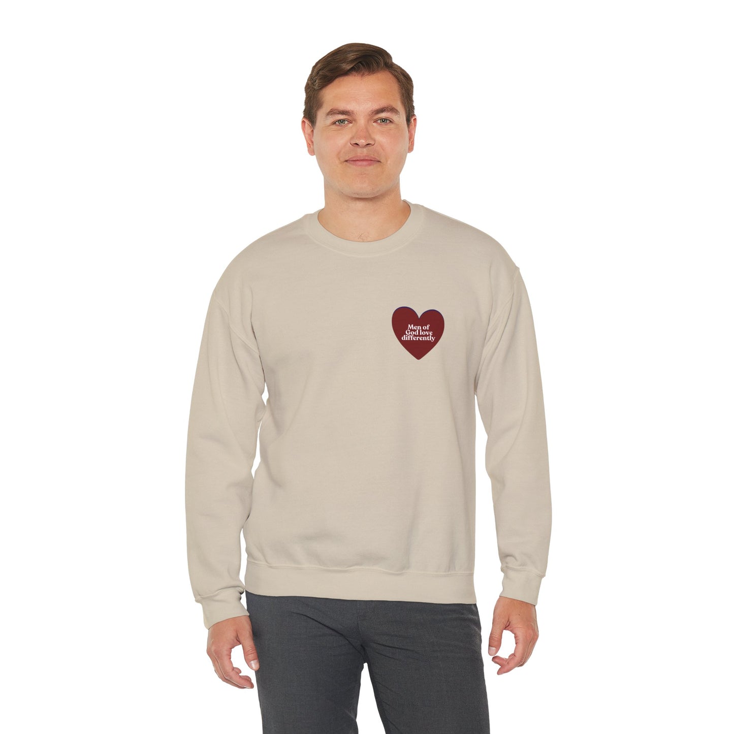 Men of God Love Differently heart sweatshirt