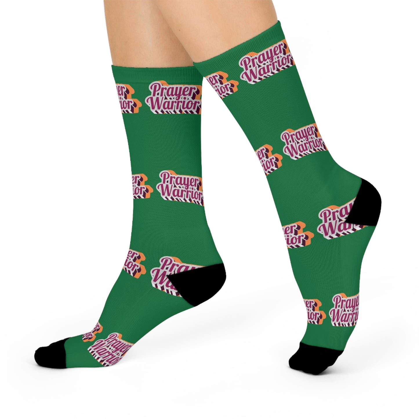 Prayer Warrior Christmas - Green Crew Socks