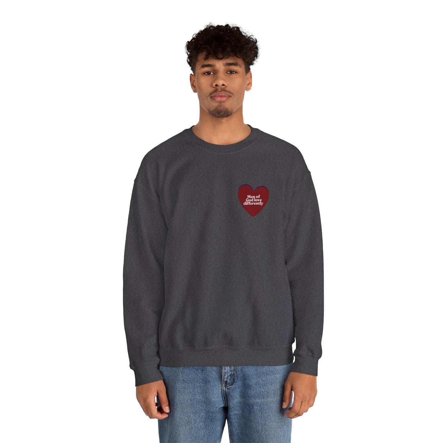 Men of God Love Differently heart sweatshirt