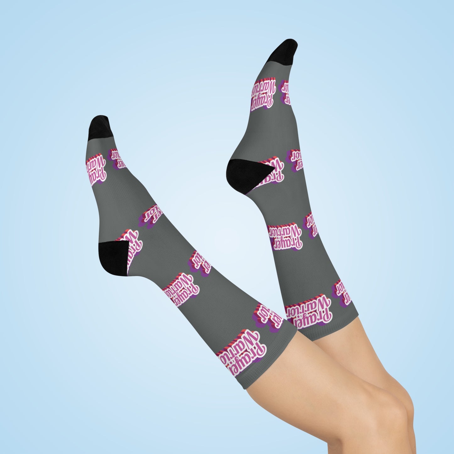 Prayer Warrior Christmas - Gray Crew Socks