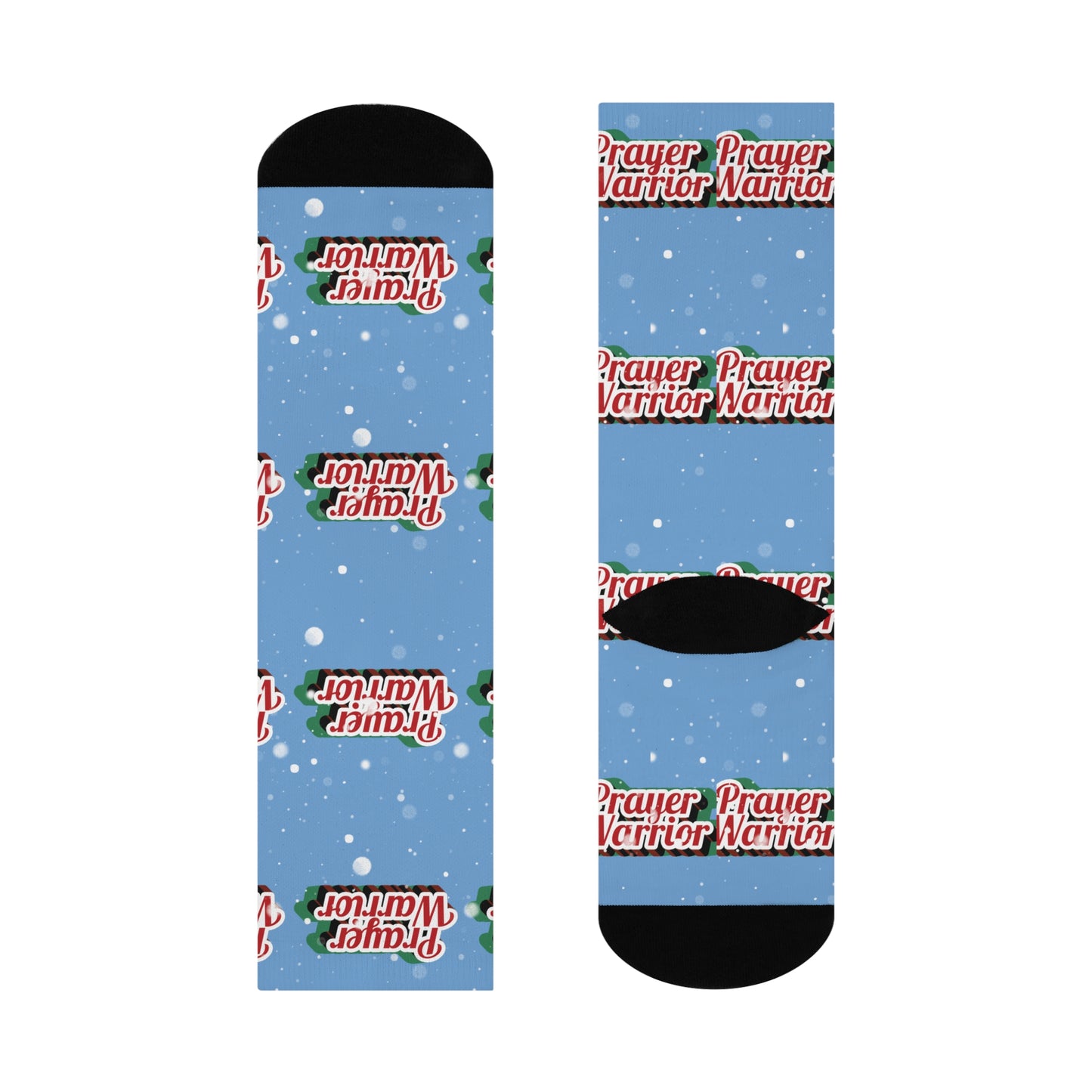 Prayer Warrior Christmas Snow - Light Blue Crew Socks