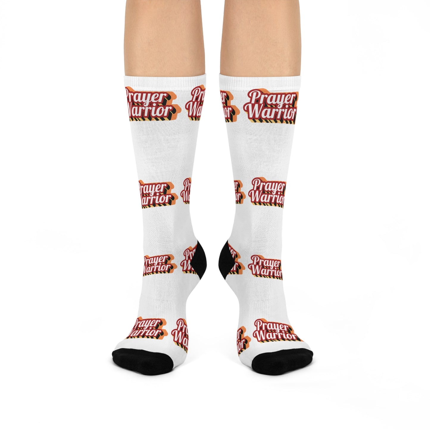 Prayer Warrior Christmas - White Crew Socks