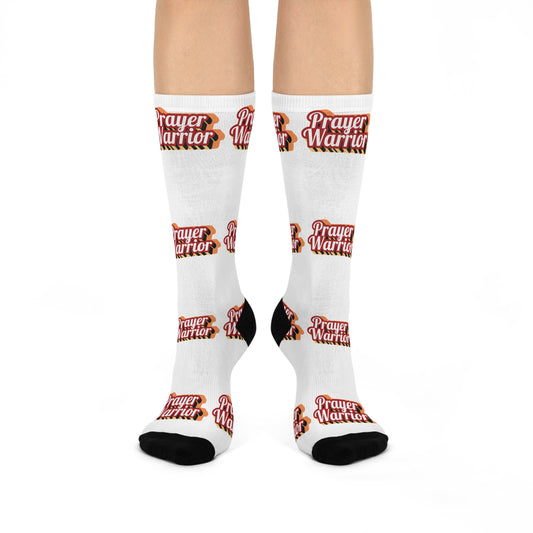 Prayer Warrior Christmas - White Crew Socks