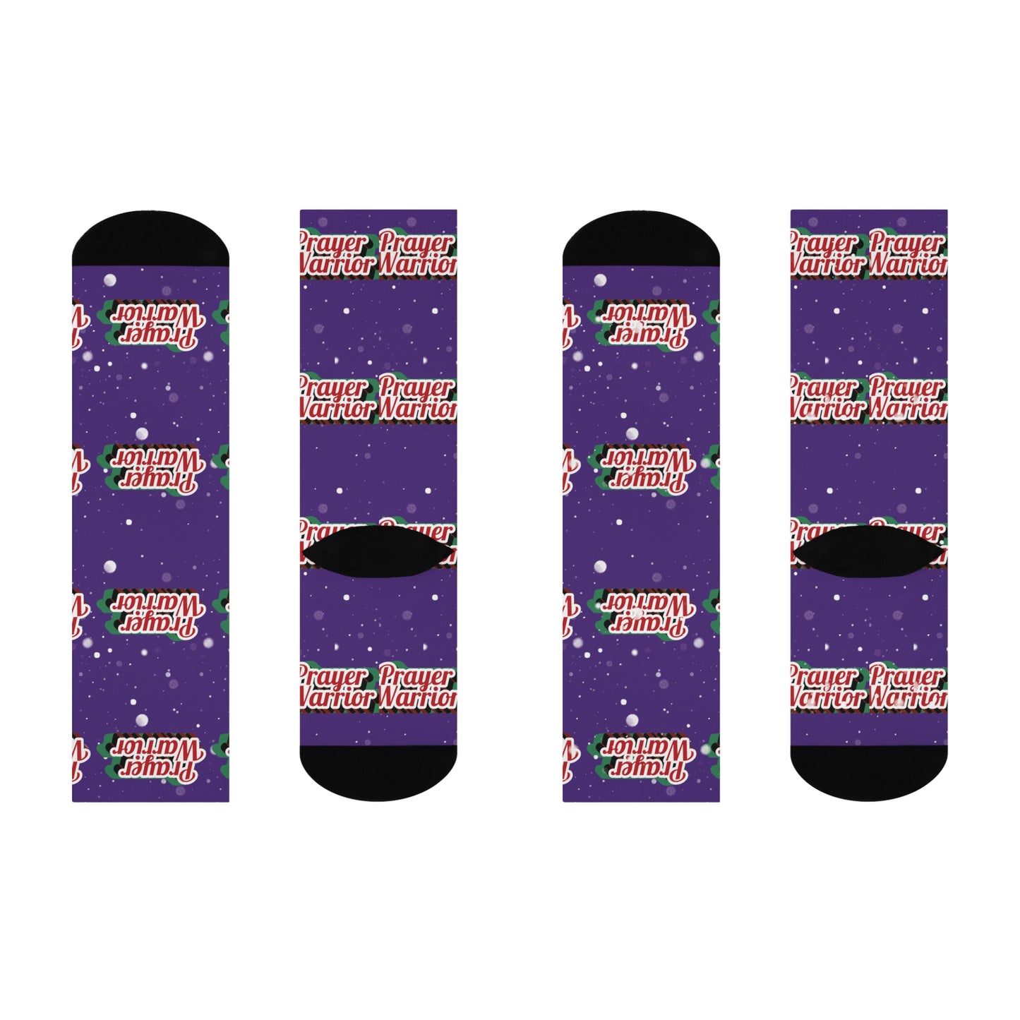 Prayer Warrior Christmas Snow - Purple Crew Socks