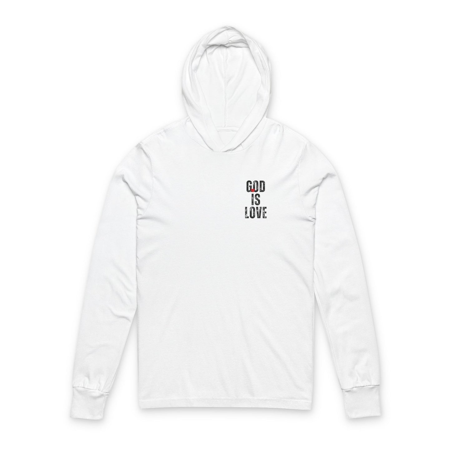 "God is Love" Hooded Long Sleeve Tee (Front and Back)